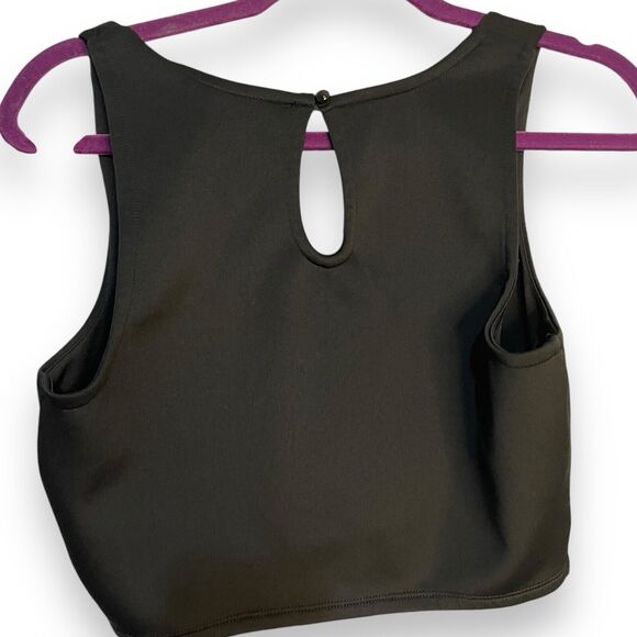 Trixxi Crop Top Women's Large Black White Stripe Cheerleading Keyhole Academia - Picture 3 of 10